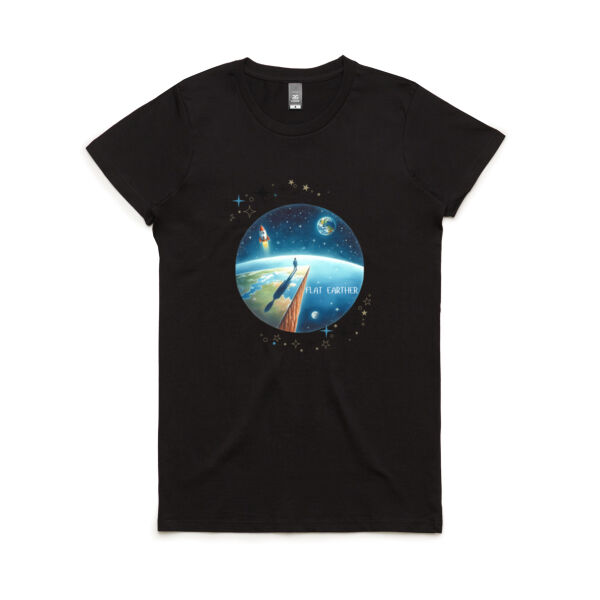 EDGE OF CURIOSITY: FLAT EARTHER WOMENS COTTON TEE Thumbnail